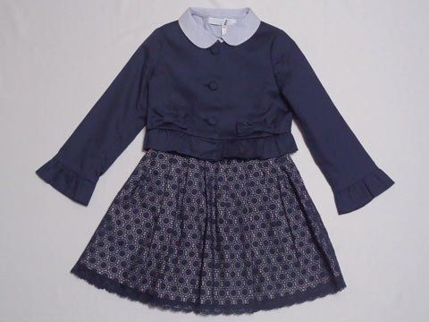 タルティーヌ エ ショコラ タルティーヌエショコラ tartine et chocolat アウトレット 子供服 120cm ジャケット スカート ブラウス 3点 フォーマル 卒園式 入学式 紺 ★4 セットアップ ガールズ キッズ 【】スーツ