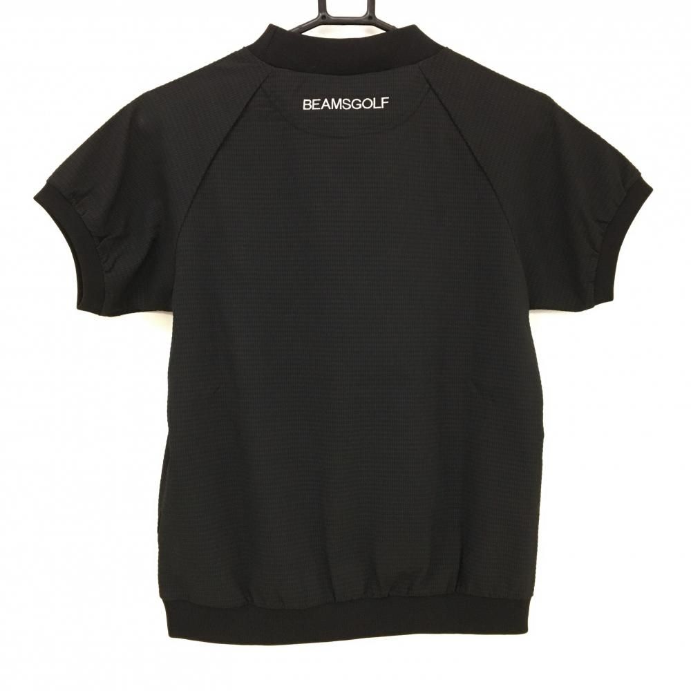 BEAMSGOLF - 【超美品】ビームスゴルフ 半袖ハイネックシャツ 黒 サッカー生地調 ロゴ白  レディース M ゴルフウェア 2023年モデル BEAMS GOLF 超美品】ビームスゴルフ 半袖ハイネックシャツ 黒 サッカー生地調 ロゴ