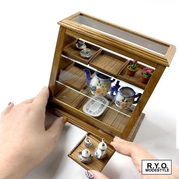 大人気 ミニチュアガラスショーケース コレクションケース 木製 - メルカリ