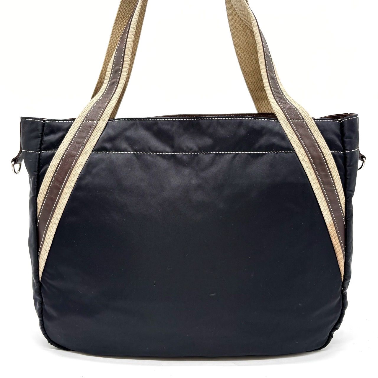 極美品✨プラダ ショルダーバッグ ナイロン レザー 三角ロゴ 白タグ