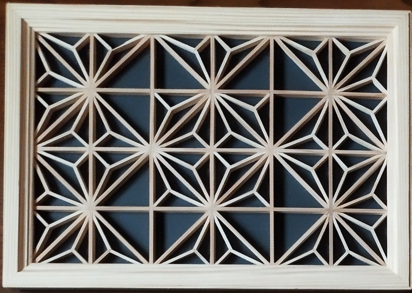 180 ❣️特価！値段交渉OK❣️麻の葉組子4枚一組　木製額縁 180 麻の葉組子4枚一組木製額縁