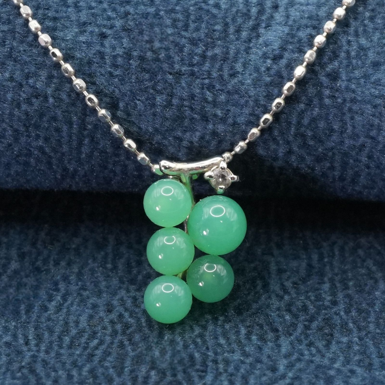 K10 WG 翡翠 葡萄 ブドウ ストーン ネックレス 24-1747