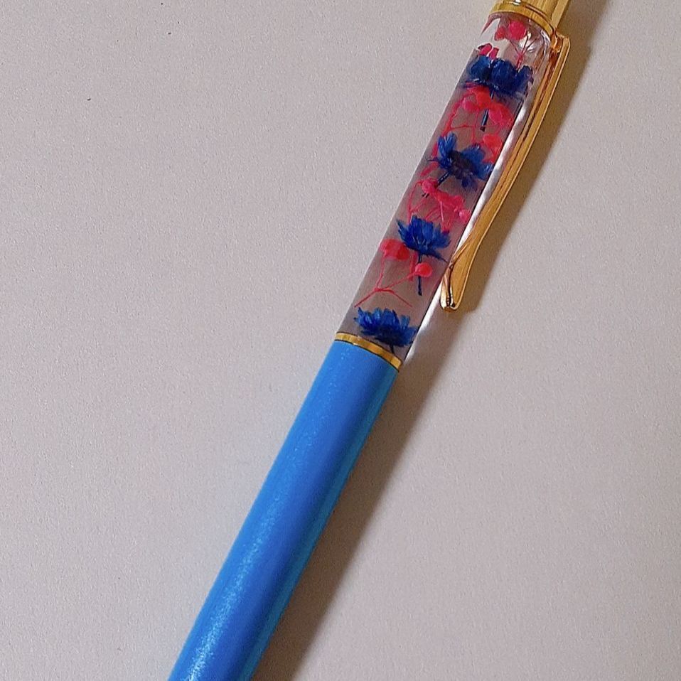 ハーバリウムボールペン ブルー❤︎ 精し ハーバリウムボールペン ブルー❤︎ 精し