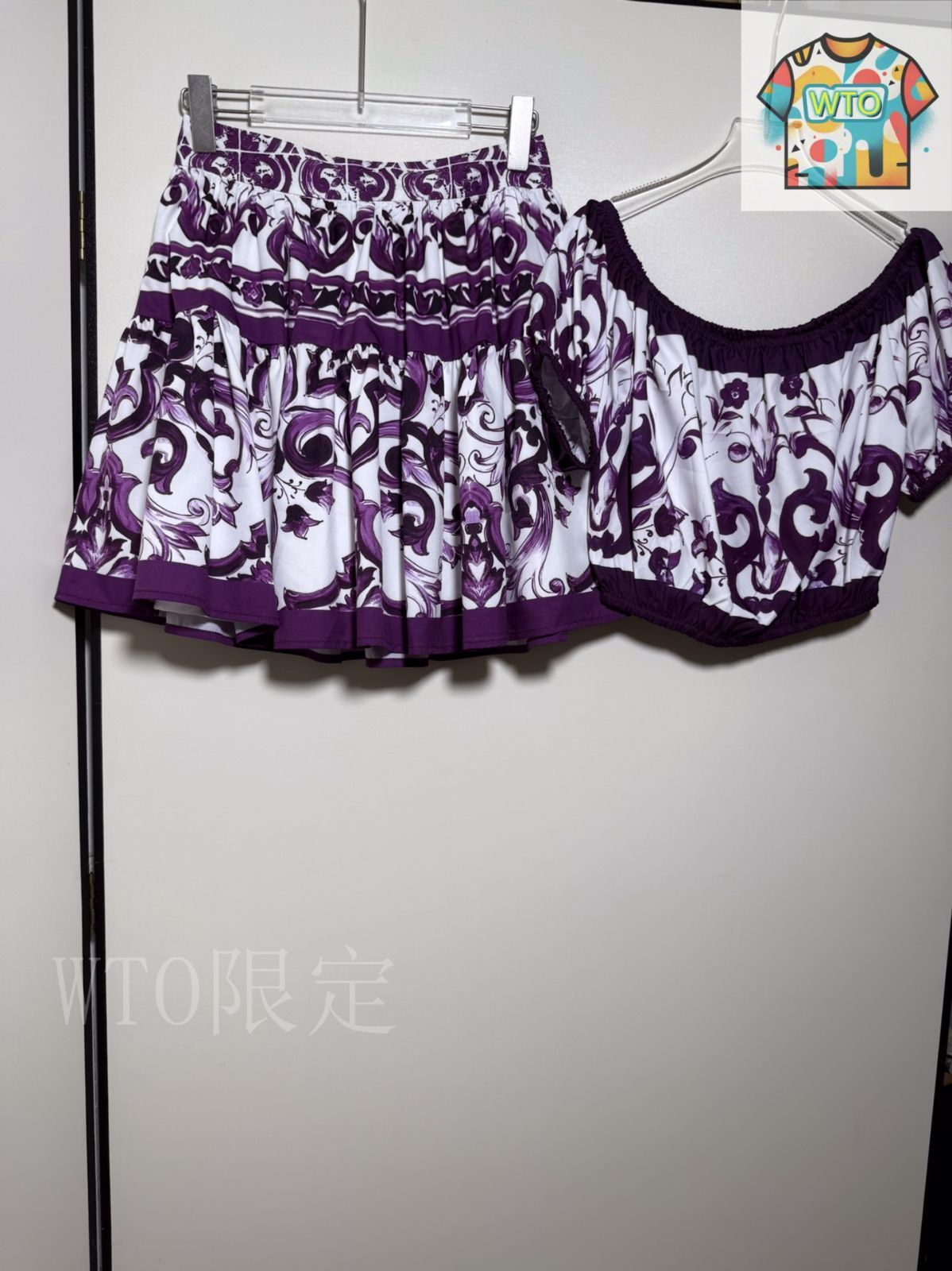 今日特価】Dolce&Gabbana Purple Majolica Off-Shoulder Skirt