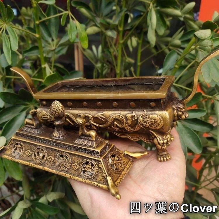 銅 細工 双羊争輝香炉 蔵炉 香道具装飾品 工芸品 置物