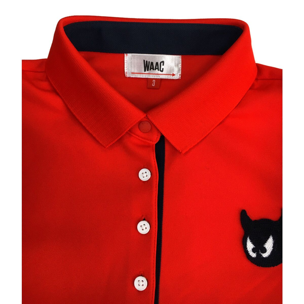 coco 中古 ワック WAAC レディース 長袖ポロシャツ 3(L) 赤 ロゴワッペン シンプル 中古 レディース ワック WAAC 長袖ポロシャツ 3(L) 赤 ロゴ