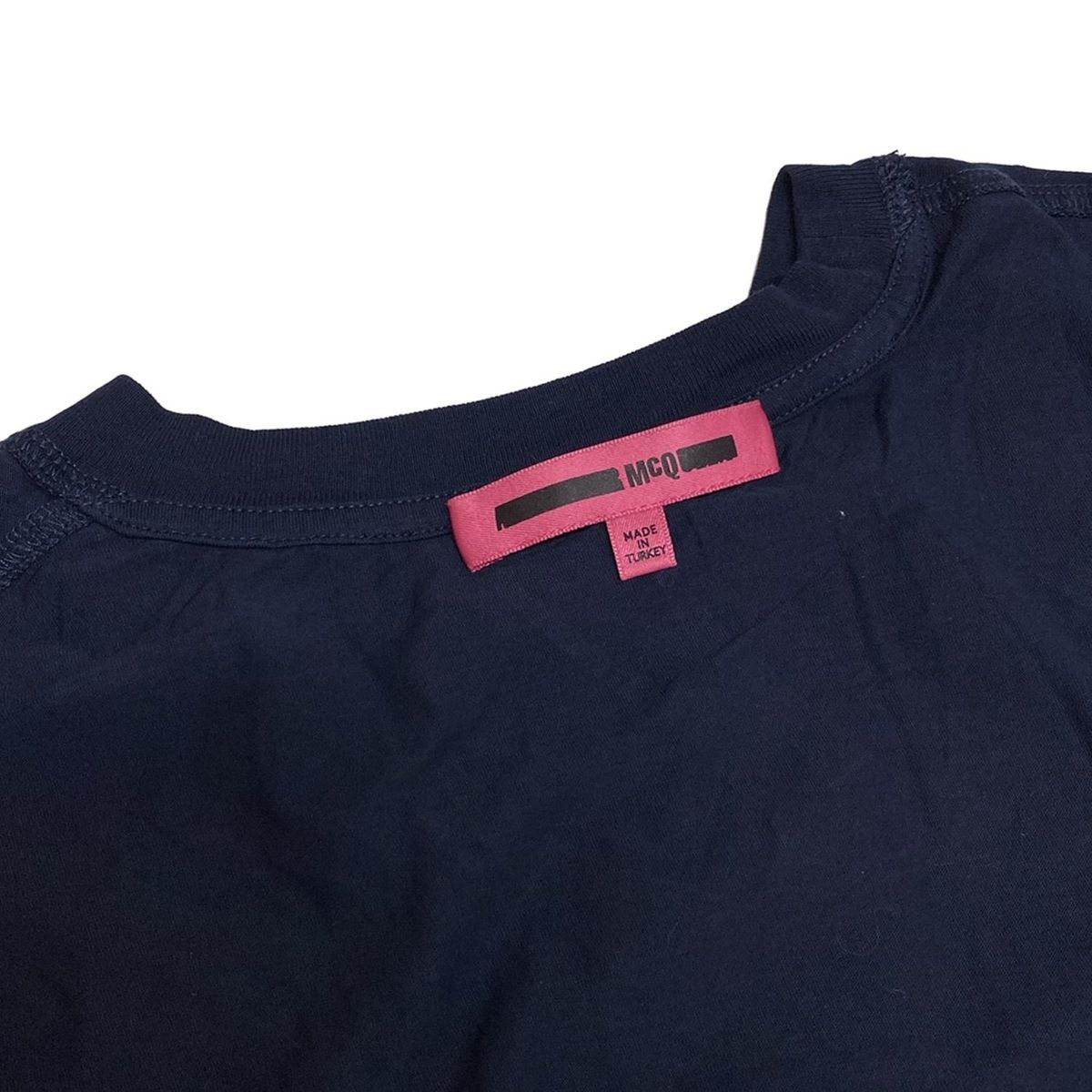 McQ - McQ(ALEXANDER McQUEEN)(マックキュー(アレキサンダーマックイーン)) 半袖Tシャツ サイズS レディース - ネイビー×黒 クルーネック McQ(ALEXANDER McQUEEN)(マックキュー(アレキサンダー