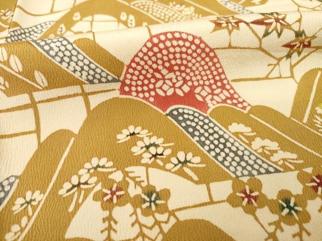 平和屋着物○銀座 志ま亀 小紋 型染め 遠山重ね花文 たとう紙付き 正絹