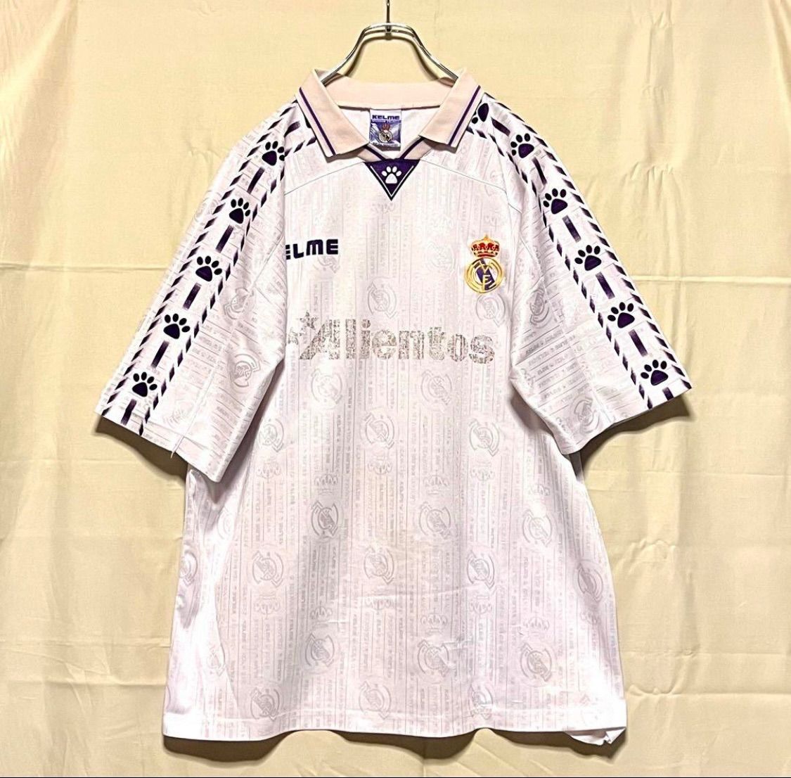 90s KELME レアルマドリー vtg 長袖 ユニフォーム REAL ケルメ 90'S ヴィンテージユニフォーム レアルマドリード KELME 白 紫 XL