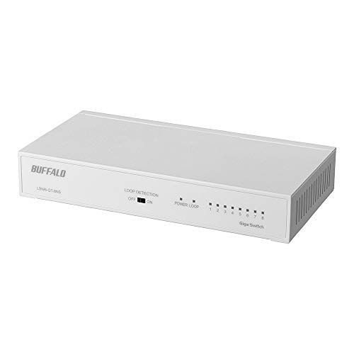 ホワイト バッファロー BUFFALO Giga対応 金属筐体 電源内蔵 8ポート LSW6-GT-8NS/NWH ホワイト スイッチングハブ 簡易パッケージ マグネット 壁掛け設置対応