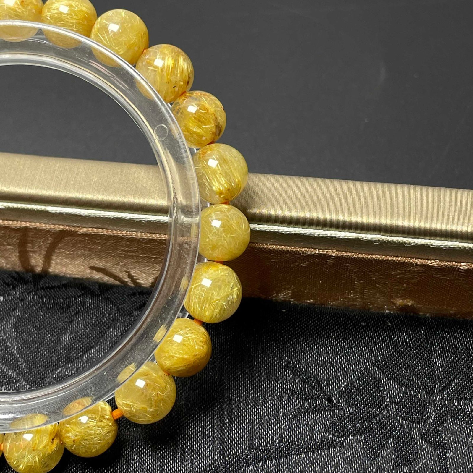 純-jun-出品⭐︎ゴールド タイチンルチル ブレスレット ⭐︎天然石 高級 EU製 ☆黄金タイチンルチル☆ブレスレット パワーストーン