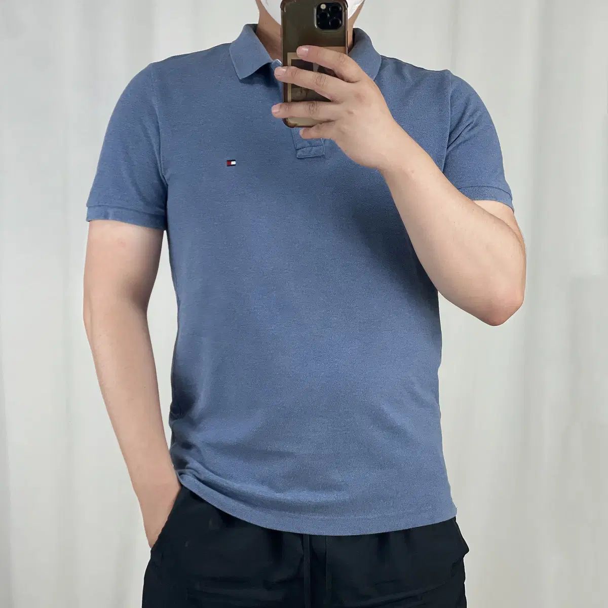 Tommy Hilfiger(トミーヒルフィガー) ライトネイビー 半袖 ポロTシャツ L 250622