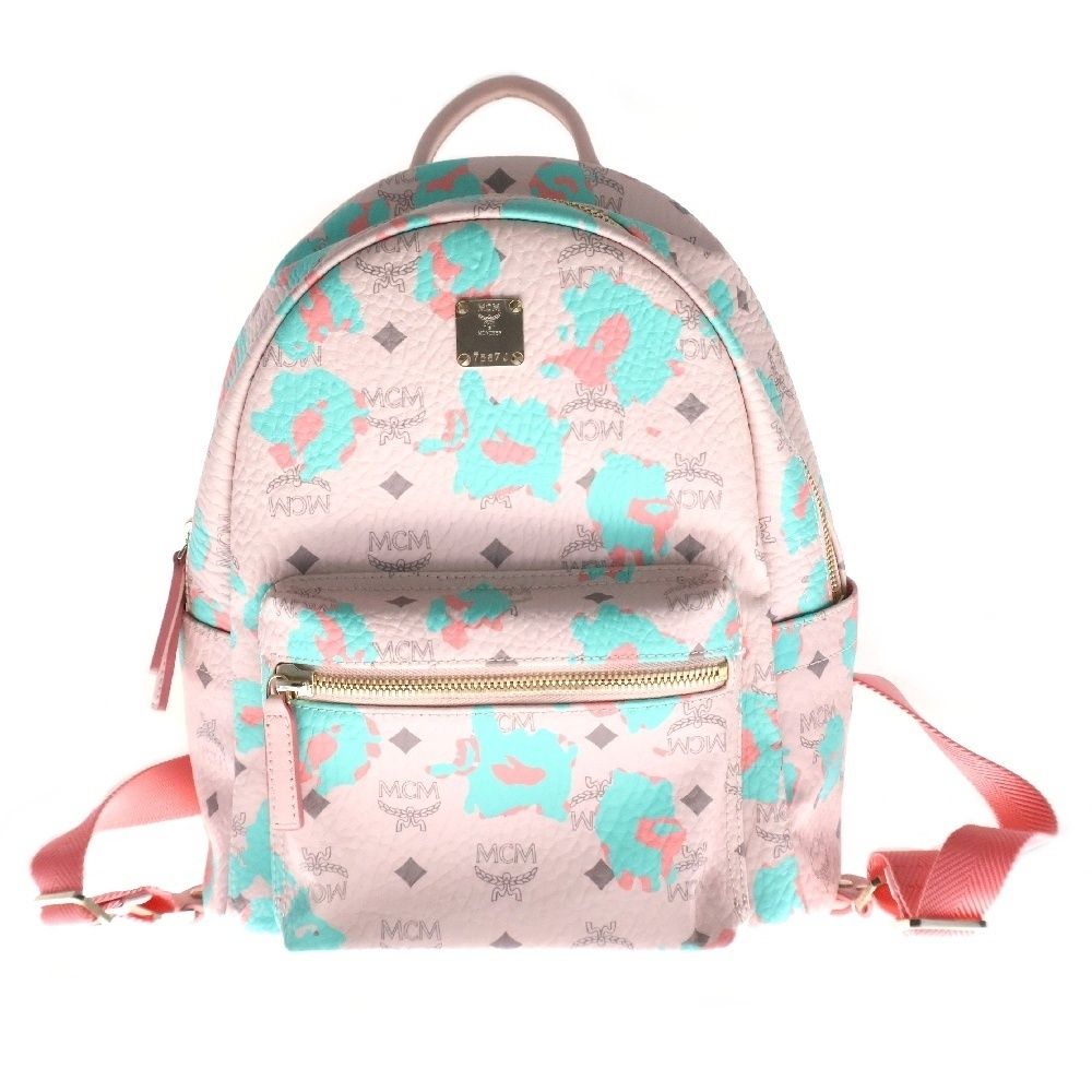 MCM Leopard Backpack リュック バックパック MCM Leopard Klassik Visetos Leather Backpack Bag Navy Blue
