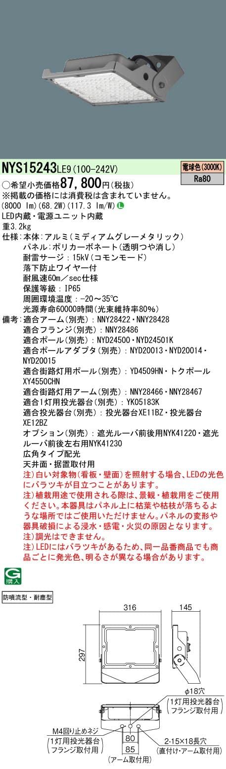 新品・5営業日で発送】PANASONIC パナソニック LEDSP水銀灯250形相当
