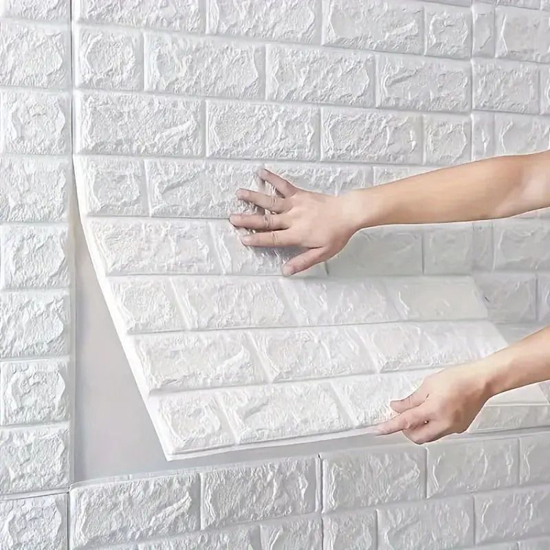 3D壁紙 レンガ 壁紙シール DIY ウォールステッカー 60枚セット 立体 クッションシート 壁 レンガシート インテリアシート 白 ホワイト レンガ調壁紙 fc