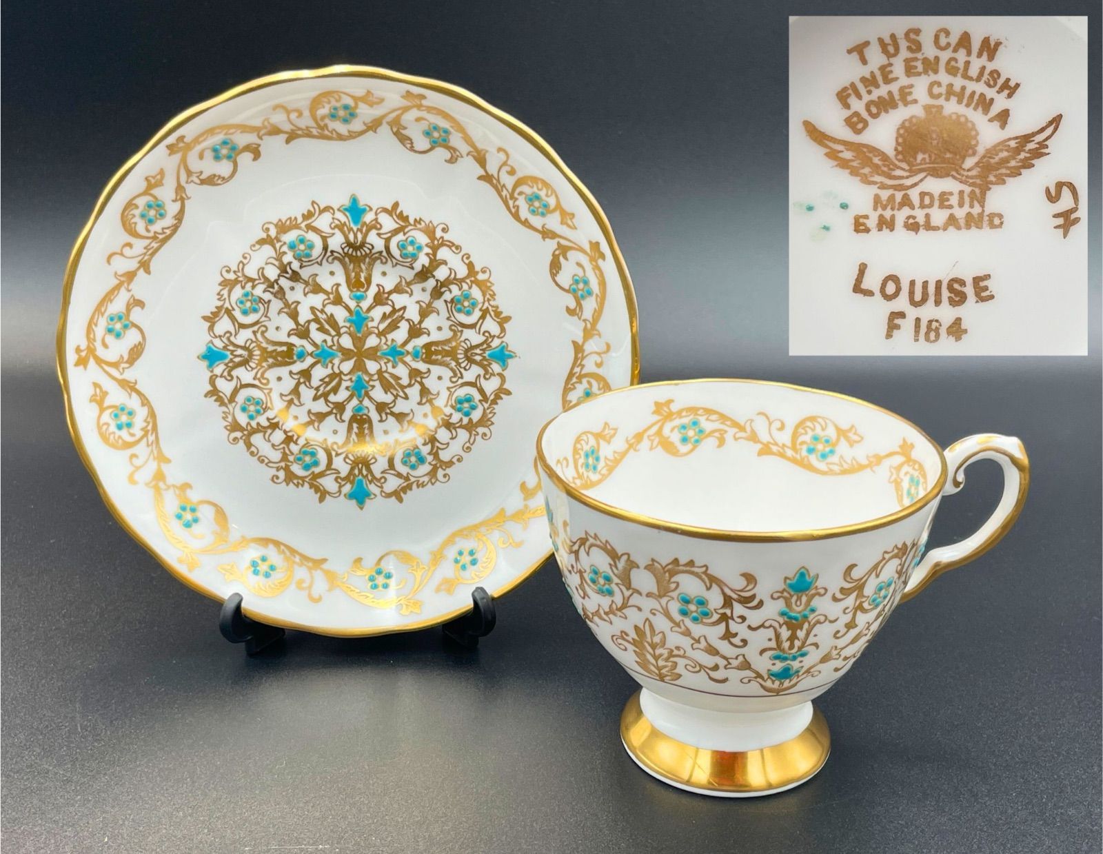 希少】Tuscan（タスカン） 金彩＆ターコイズブルー エナメル 英国