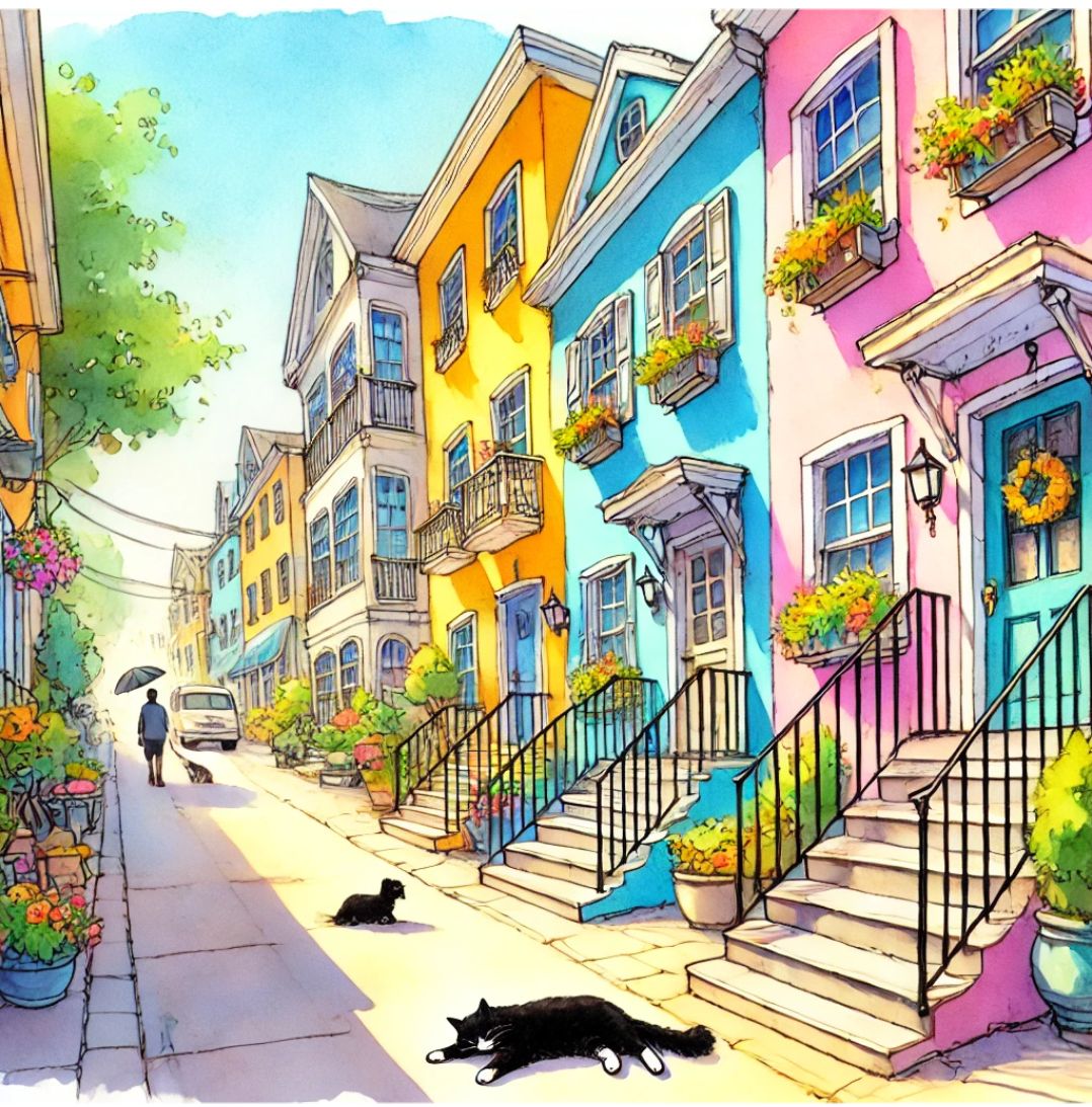 水彩画 街の風景 少年 版画 mqdefault.jpg