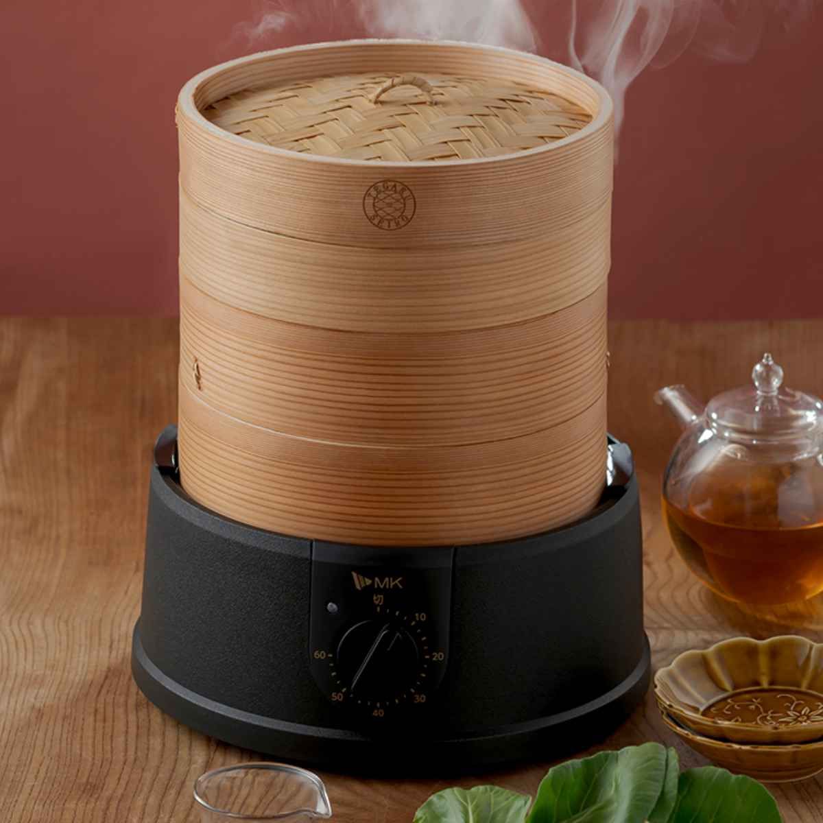電気せいろ TEGARU SEIRO 21cm 蒸し器 蒸籠 セイロ 蒸篭 蒸し せいろ 調理家電 蒸し板 蒸しカゴ 蒸しかご せいろ2段 延長輪 タイマー付き 蒸し料理 蒸し調理 レシピブック付き