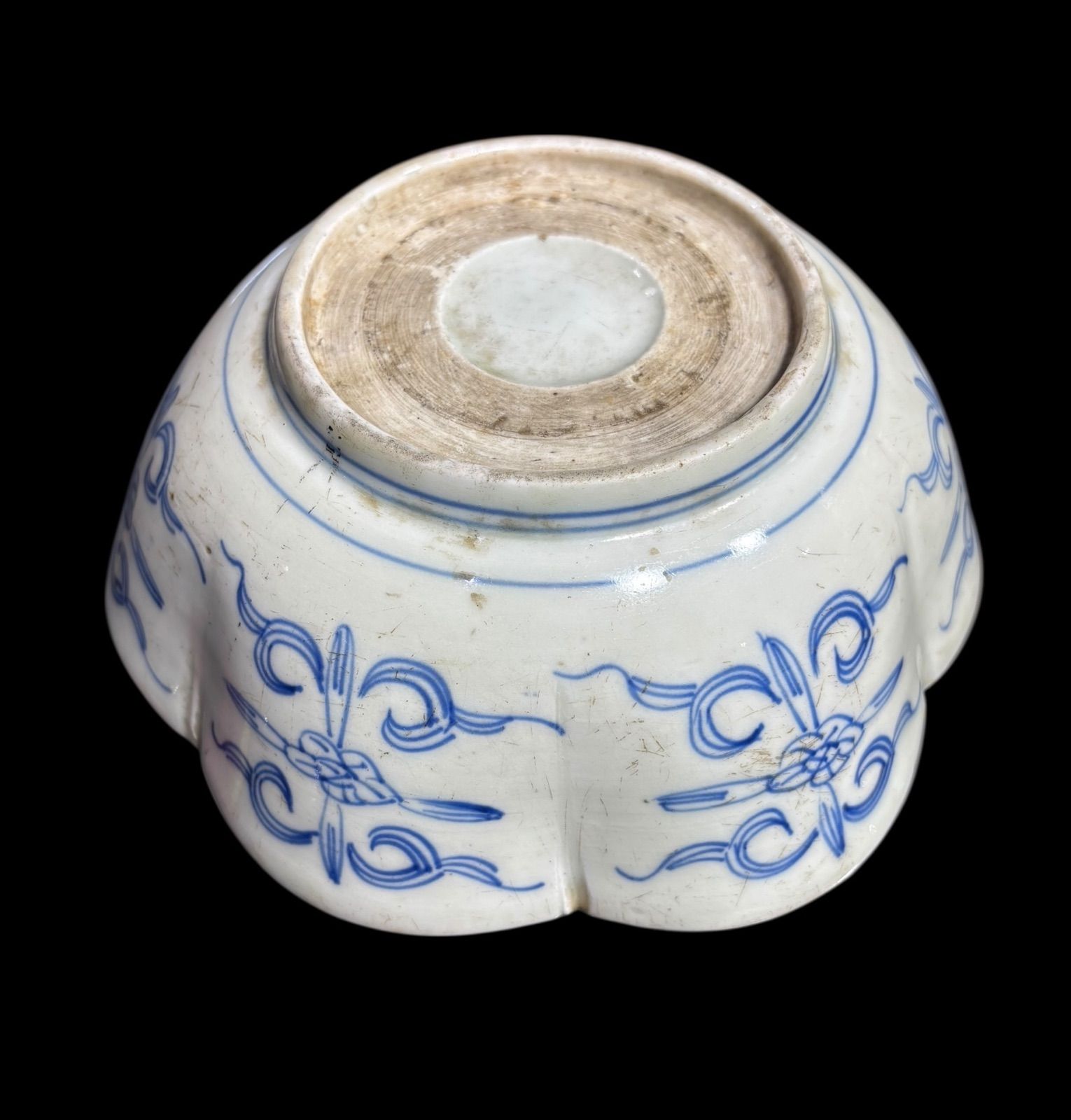 ベロ藍 染付 花重ね図 花形鉢 深鉢 鉢 取り皿 飾り皿 和食器 明治 陶器