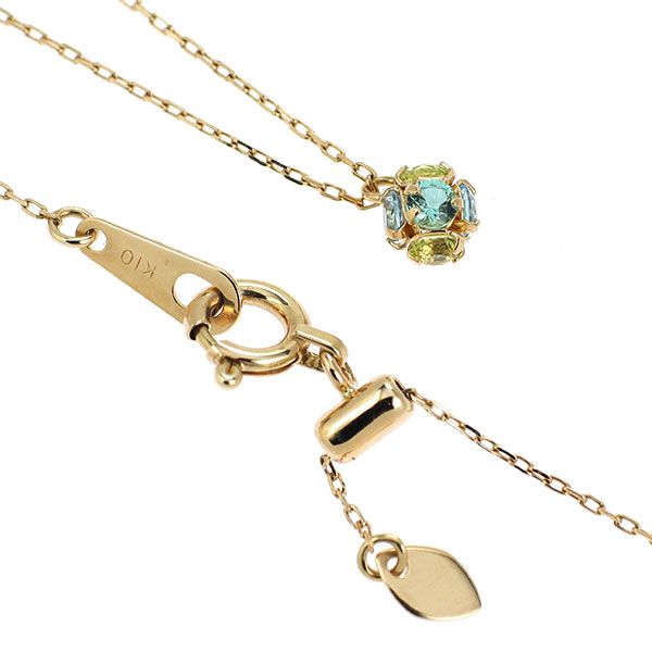 K10YG ペリドット ブルートパーズ ペンダントネックレス