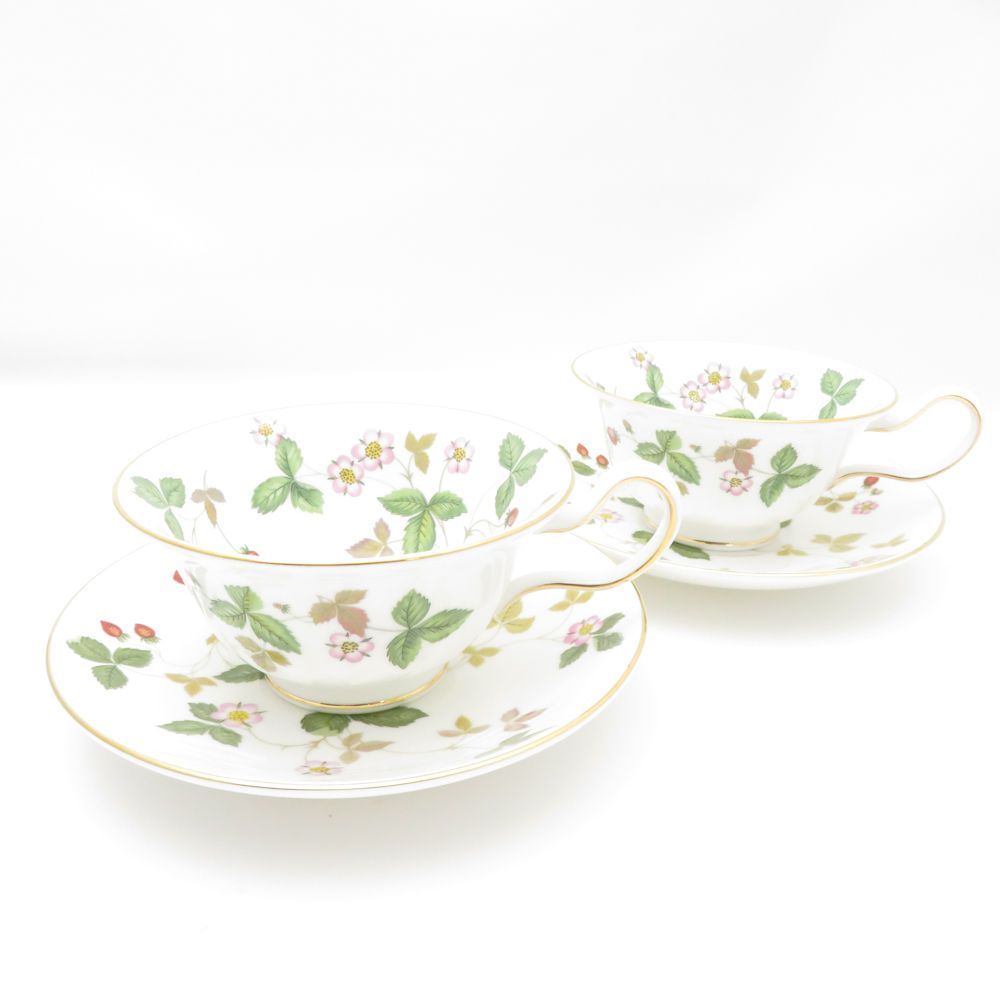 ♥ WEDGWOOD ウェッジウッド ワイルドストロベリー ティーカップ＆ソーサー 2客 ペア ピオニー SC8970D1