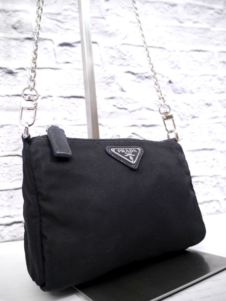 ◇ PRADA プラダ ナイロンxレザー クロスボディ チェーン