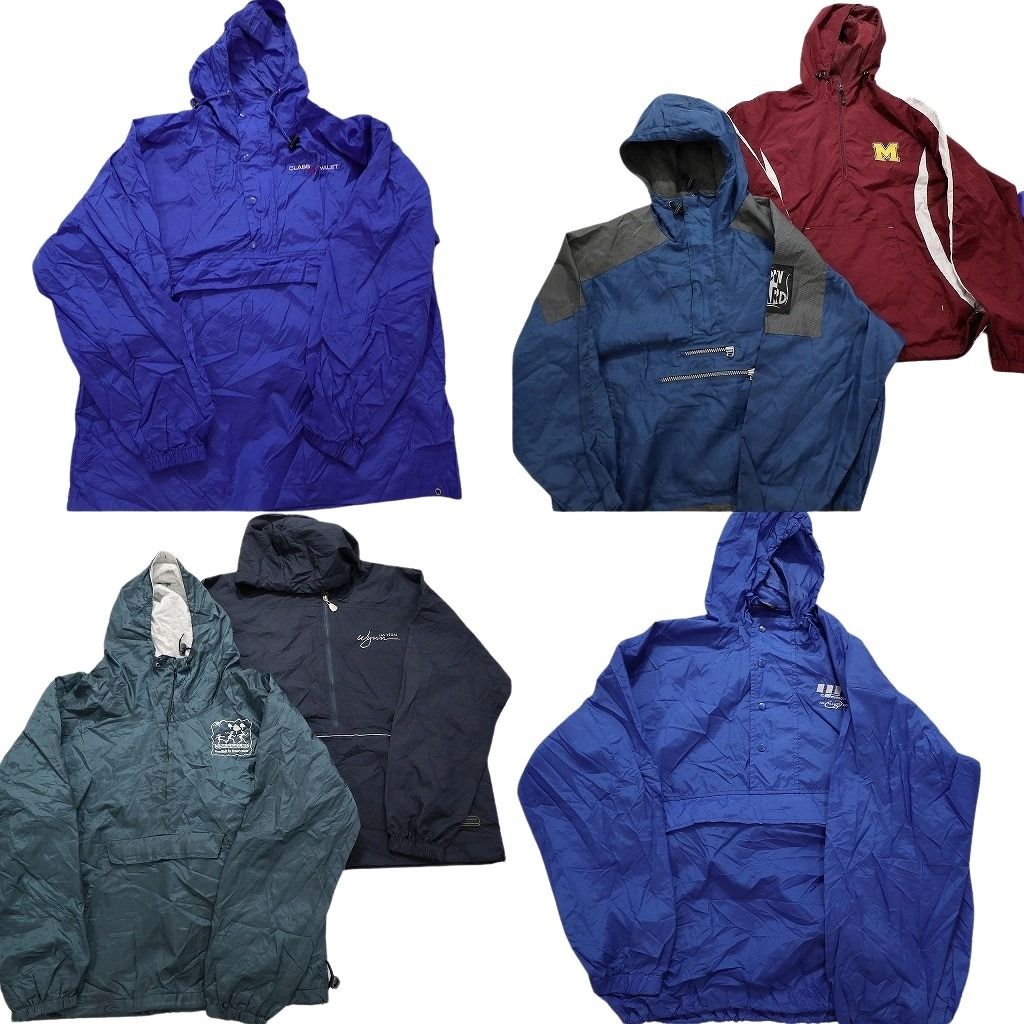 古着卸 まとめ売り アノラックパーカー ジャケット 6枚セット (メンズ L ) ツートンカラー チームロゴ ナイロン 中古 古着 MY5727