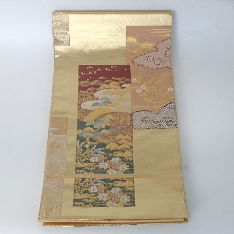 未使用品】着物 六通柄袋帯 唐織 短冊式草花文 レディース【中古