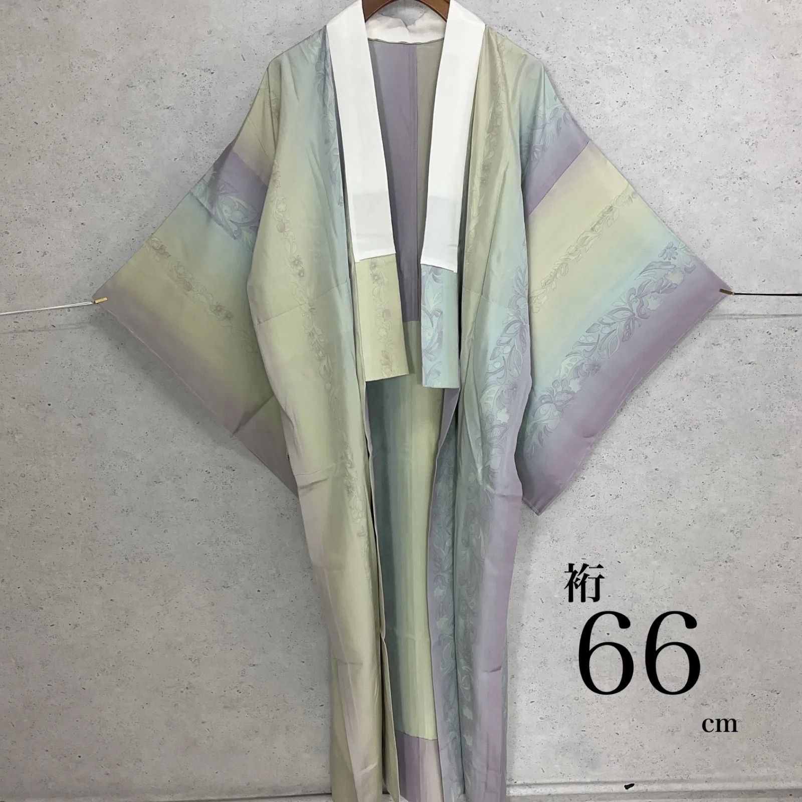kimono one◆ 同然◆長襦袢◆素敵な暈し染◆正絹◆仕付け糸付き◆白半衿付◆居敷当て付き◆単衣◆袖無双◆裄長◆裄66cm肩丈126cm◆小紋紬附下訪問着留袖袷単衣夏着物◆K1226