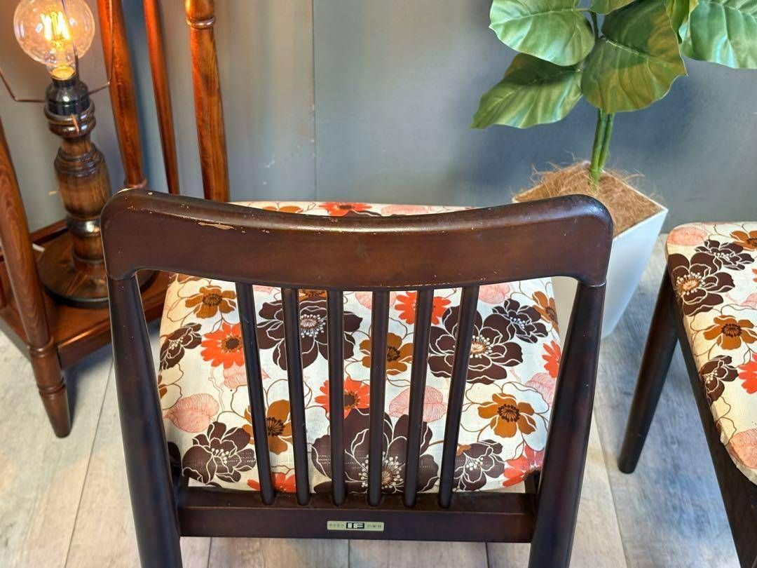 超希少 アイエフ家具 昭和レトロ 花柄座面 ヴィンテージ