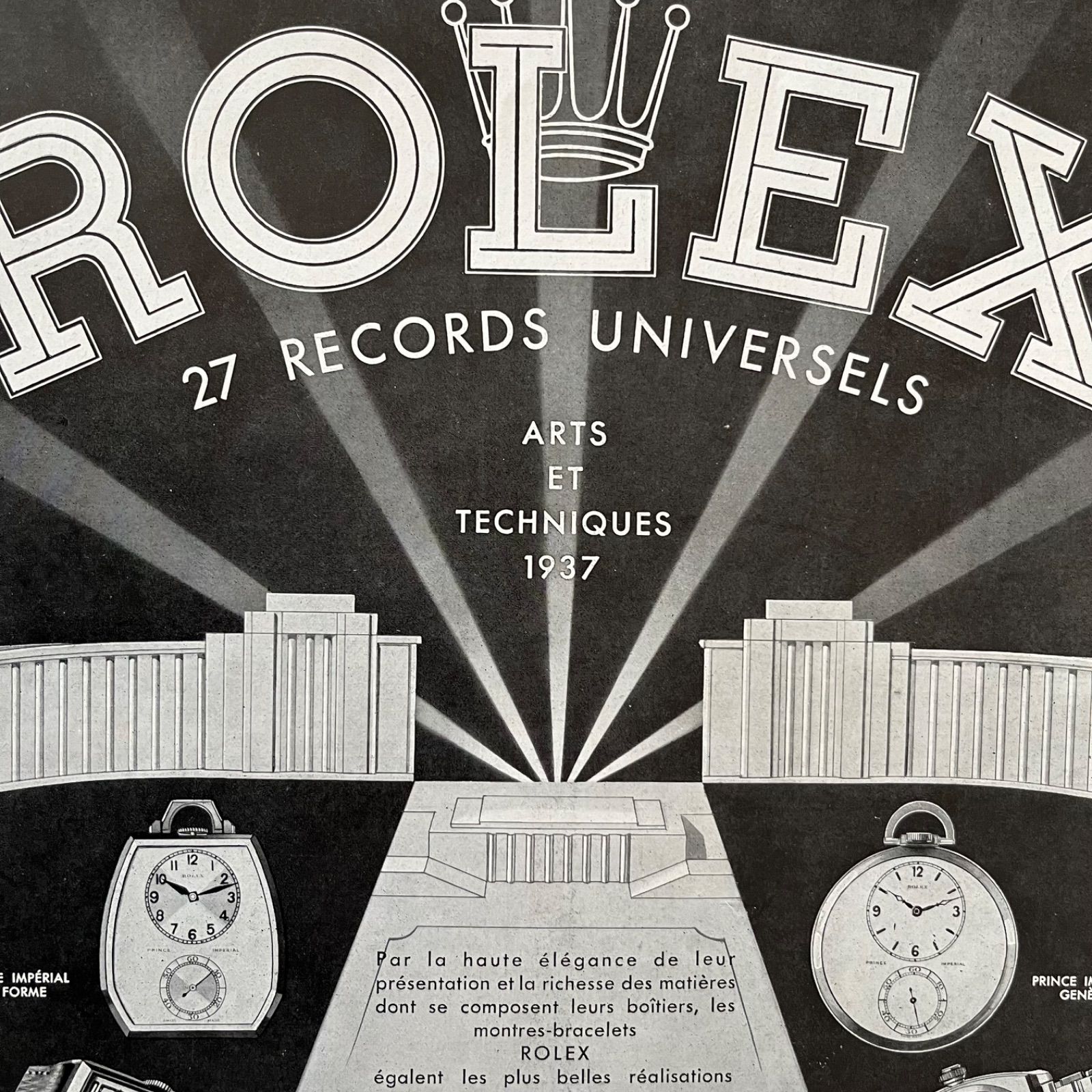 1937 広告＞ Rolex ロレックス ポスター ヴィンテージ アートポスター フレーム付き インテリア モダン おしゃれ かわいい 壁掛け ポップ  レトロ モノクロ モノトーン - メルカリ