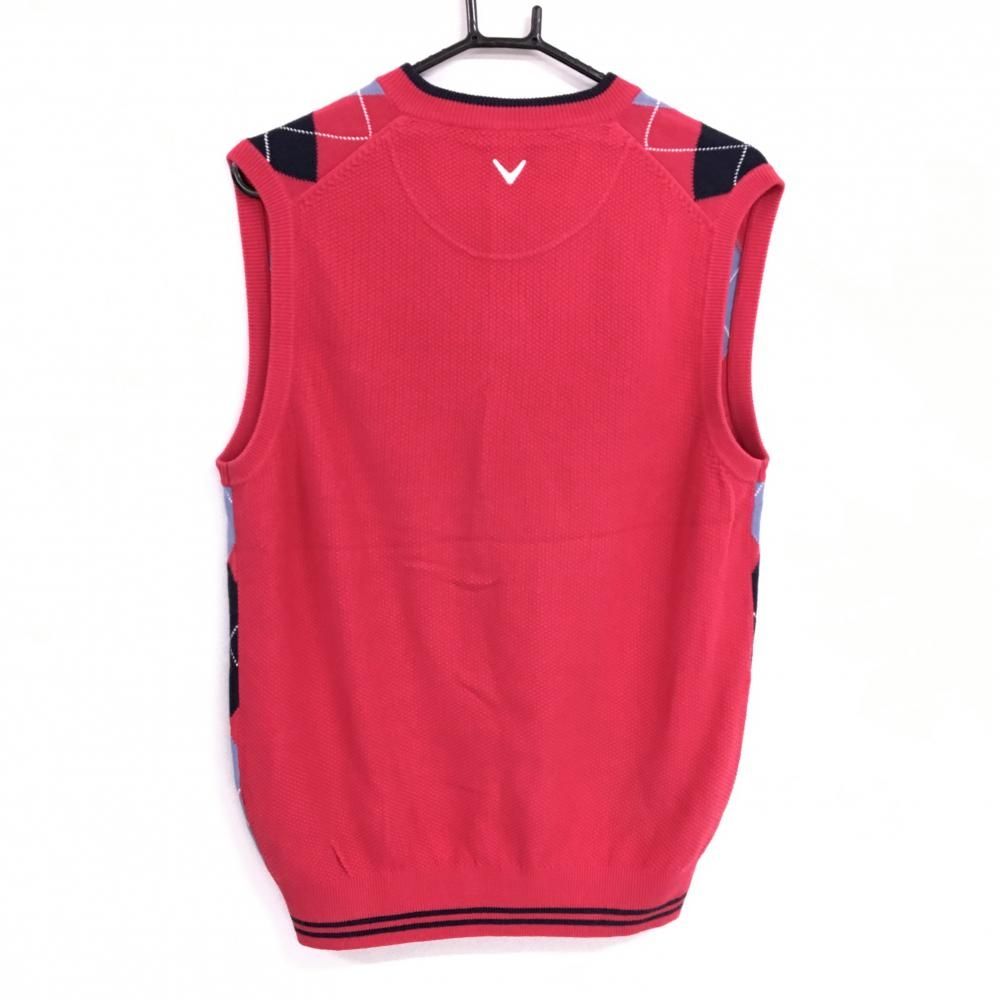 美品】キャロウェイ ニットベスト レッド×ネイビー アーガイル柄 ロゴ