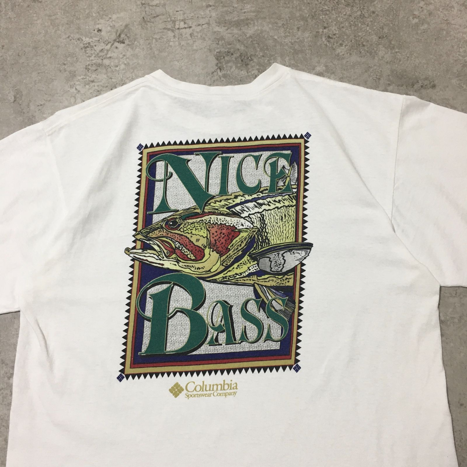 90s USA製 Columbia Nice Bass Back Printed T-shirt コロンビア ブラックバス バックプリントTシャツ