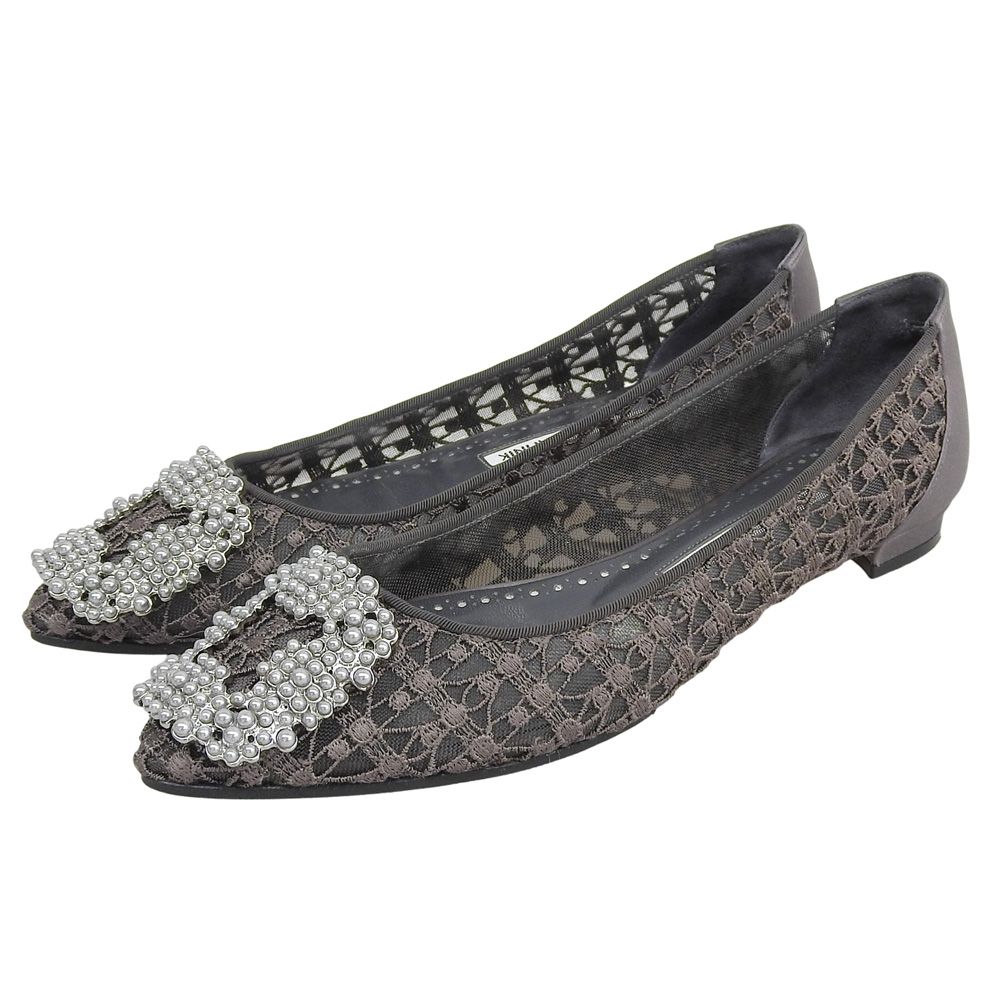 マノロ・ブラニク 黒 レース フラットシューズ マノロ・ブラニク 黒 レース フラットシューズ