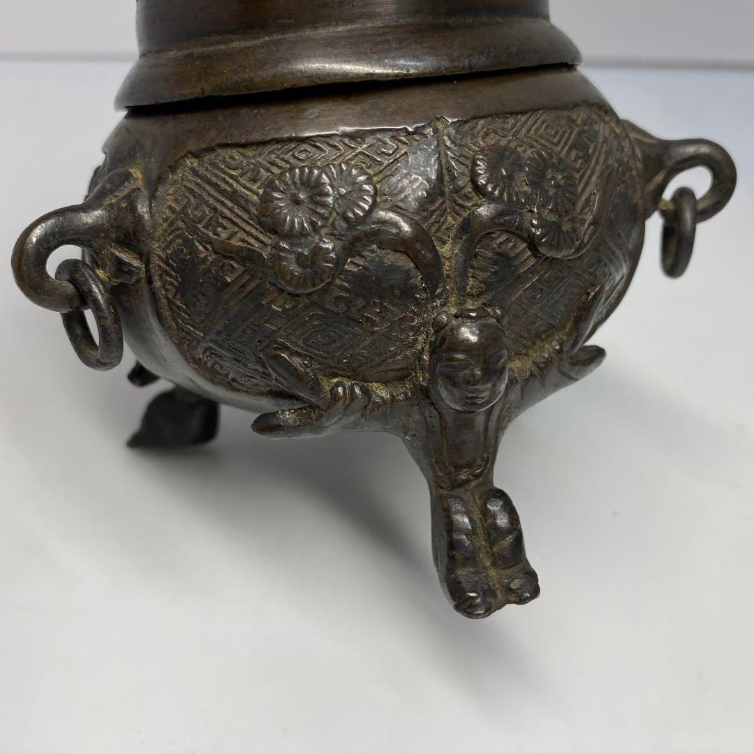 古銅 獅子香炉 542g/高さ14㎝ 東Y6-0509①タウオ 古銅 獅子香炉 542g