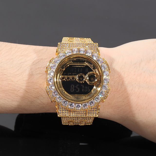 G-SHOCK GD100 フルカスタム Gショック 大粒CZダイヤベゼル - メルカリ