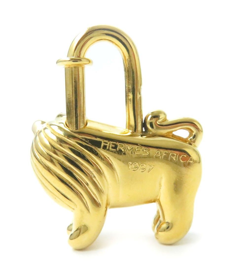 美品☆HERMES エルメス カデナ 1997 アフリカ ライオン チャーム GP