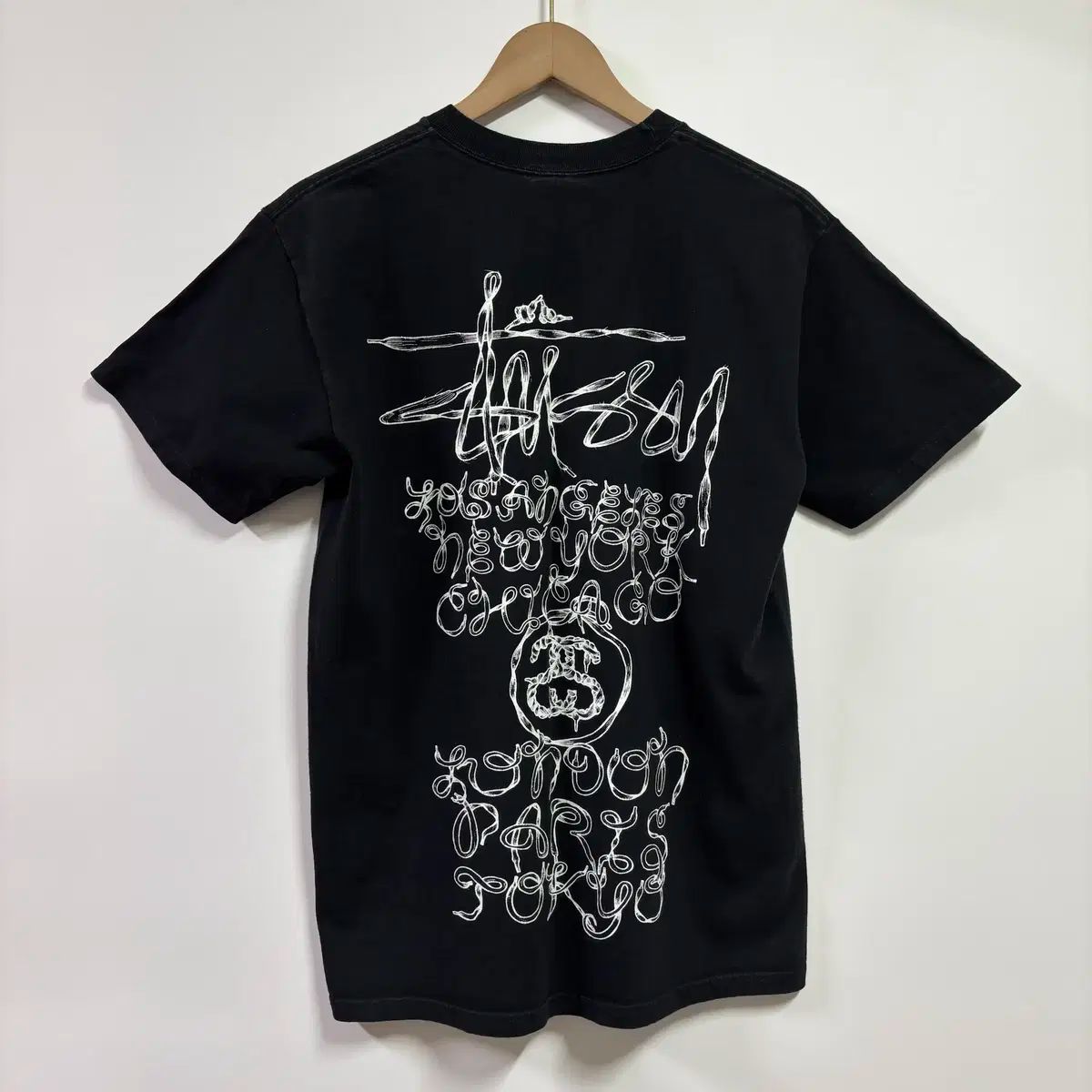 メキシコ製 00s STUSSY ステューシー ロゴプリント 半袖 Tシャツ メキシコ製 Stussy 両面プリント ストックロゴ Tシャツ M 白 紫