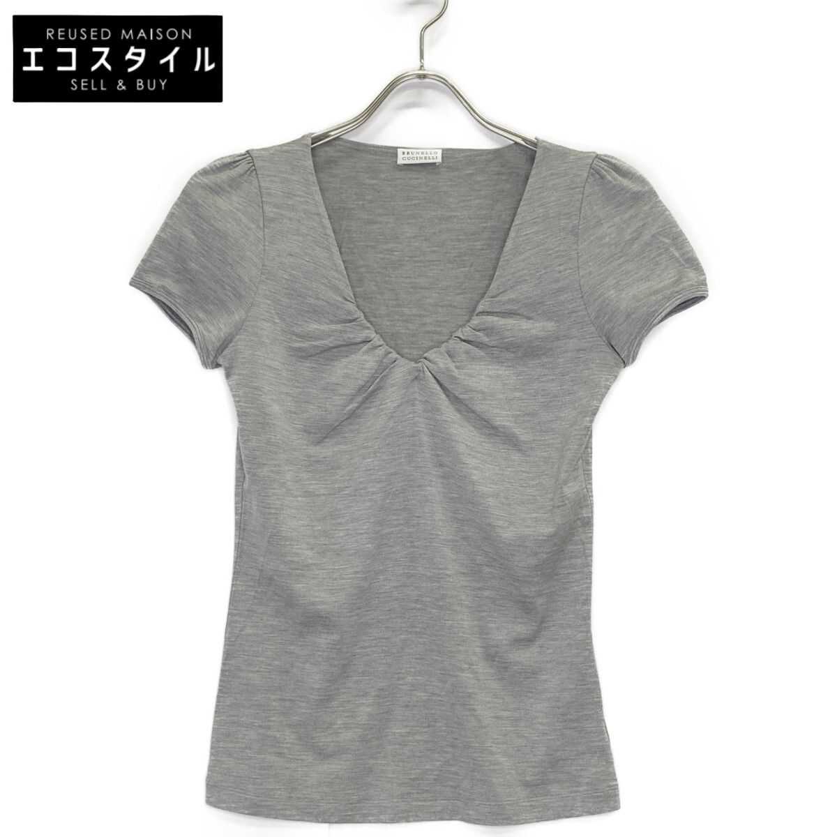 BRUNELLO CUCINELLI ブルネロクチネリ ｸﾞﾚｰ ｼﾙｸ 半袖Tｼｬﾂ M