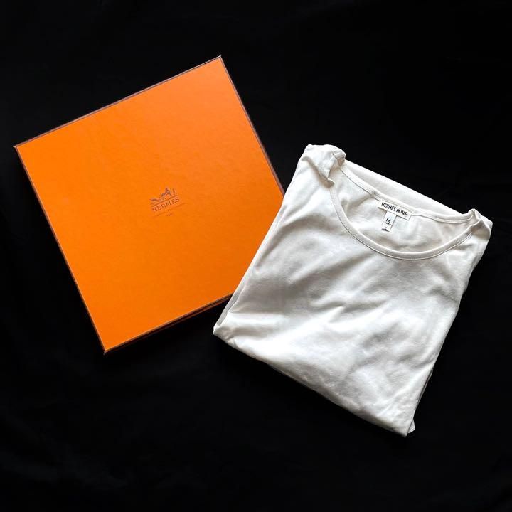 未使用 HERMES エルメス 半袖 Tシャツ シルク 箱付き メンズ Mサイズ-