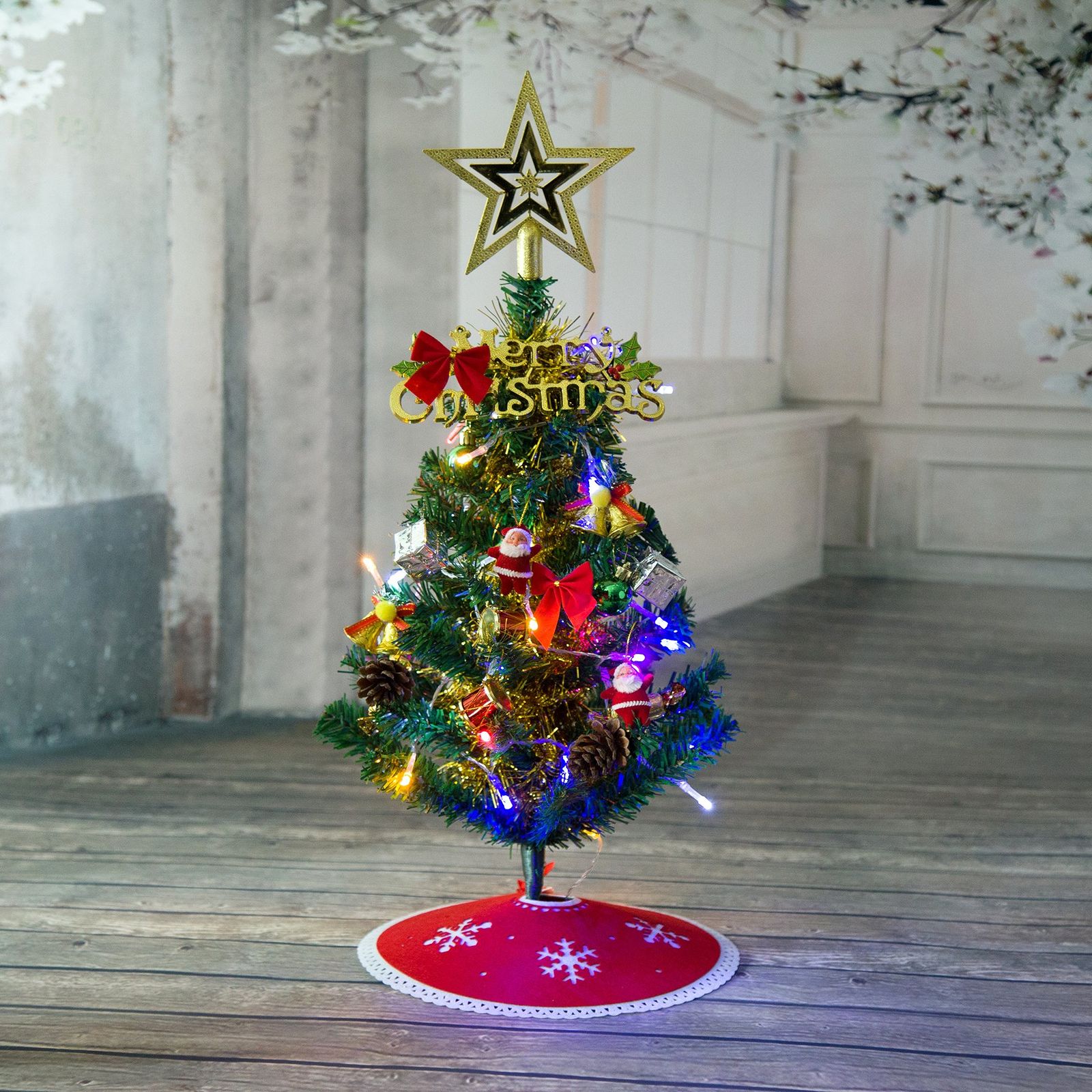 数量限定】Sutekus 卓上 クリスマス ツリー 電飾つき セット かわいい