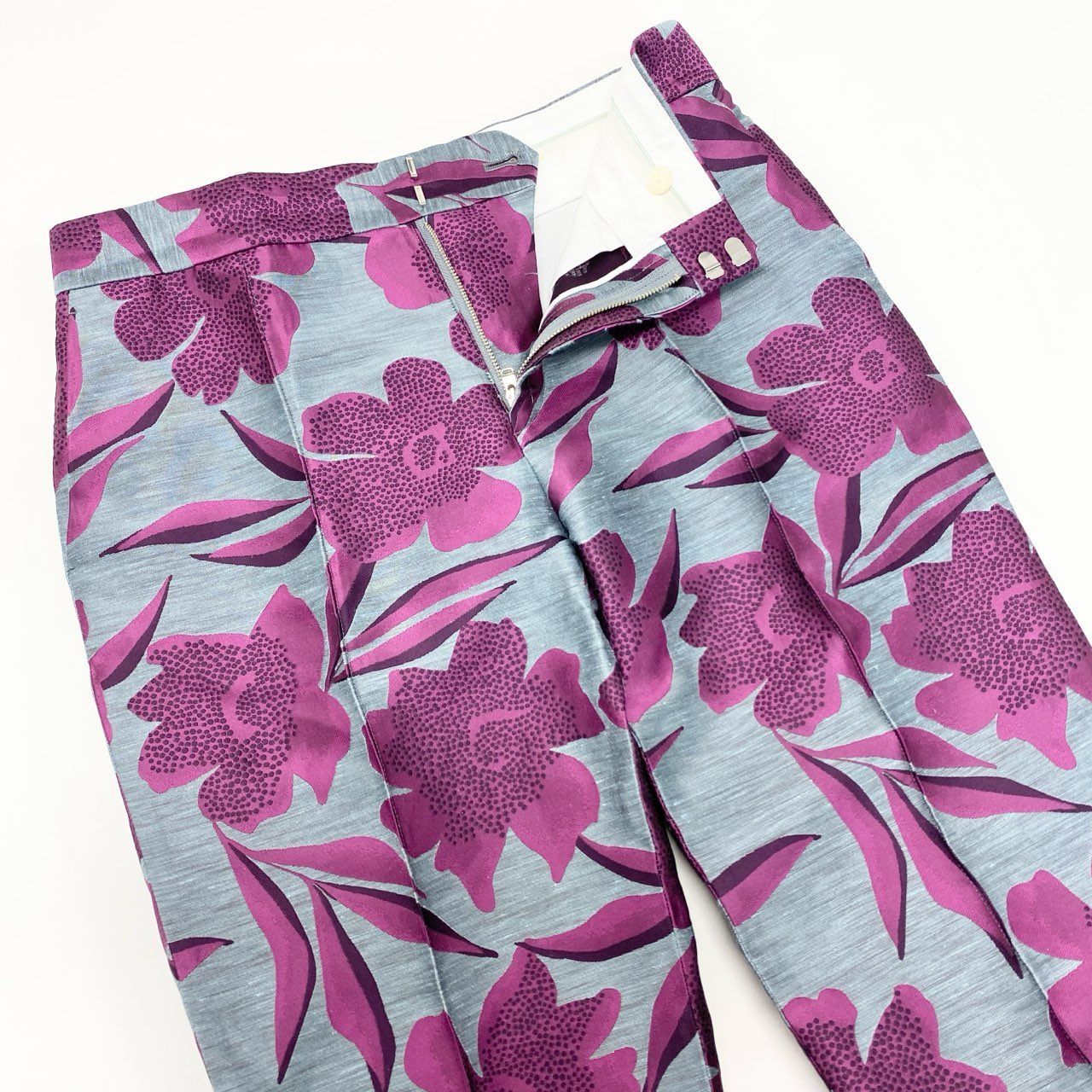 72j15 Drawer ドゥロワー フラワージャガードステッチパンツ テーパードパンツ ボトム 6514-236-1188 40サイズ グレー パープル レディースu02t DECORATOM_COM_BR