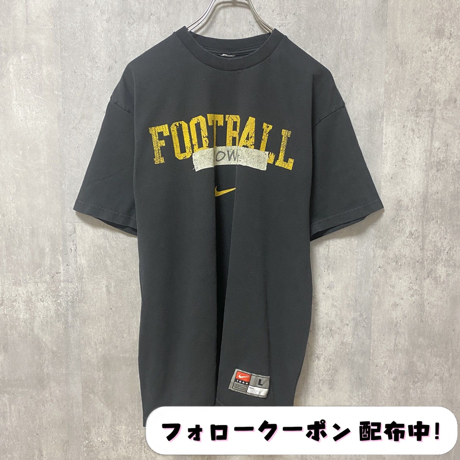 古着 used　NIKE　ナイキ　半袖　プリントTシャツ　黒　ブラック　フットボール　アメフト　スポーツ　　レトロ　デザイン　ストリート　クルーネック　春夏服　メンズ　レディース