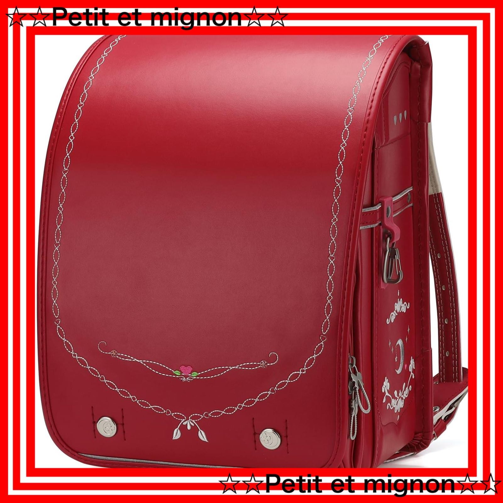 【即日発送】(NEW Bab-RnG016 schoolbag japanese RED) 手縫い A4フラットファイル対応 ワンタッチロック 軽量かつ頑丈 刺繍 女の子 ランドセル [バオバブの願い]