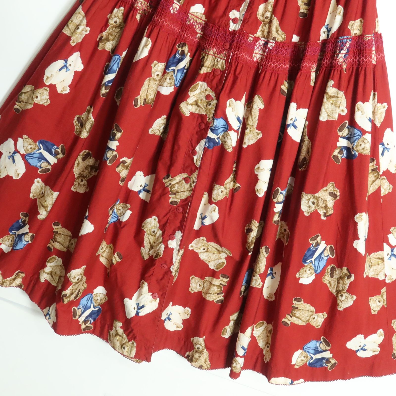 ワンダフルワールド カネコイサオ☆前開きギャザースカート 赤系