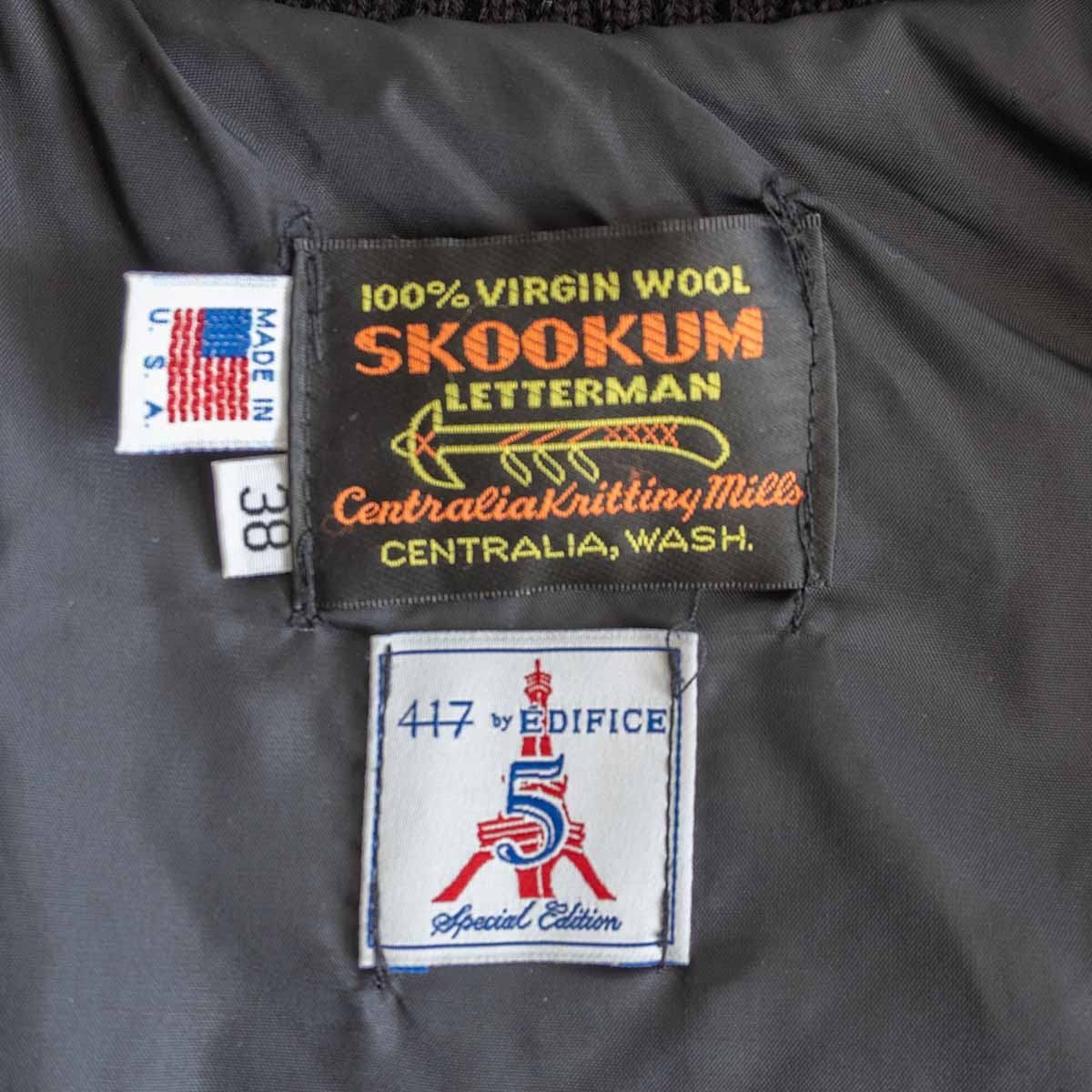 417 by EDIFICE別注】SKOOKUM【メルトン×レザー スタジャン】38