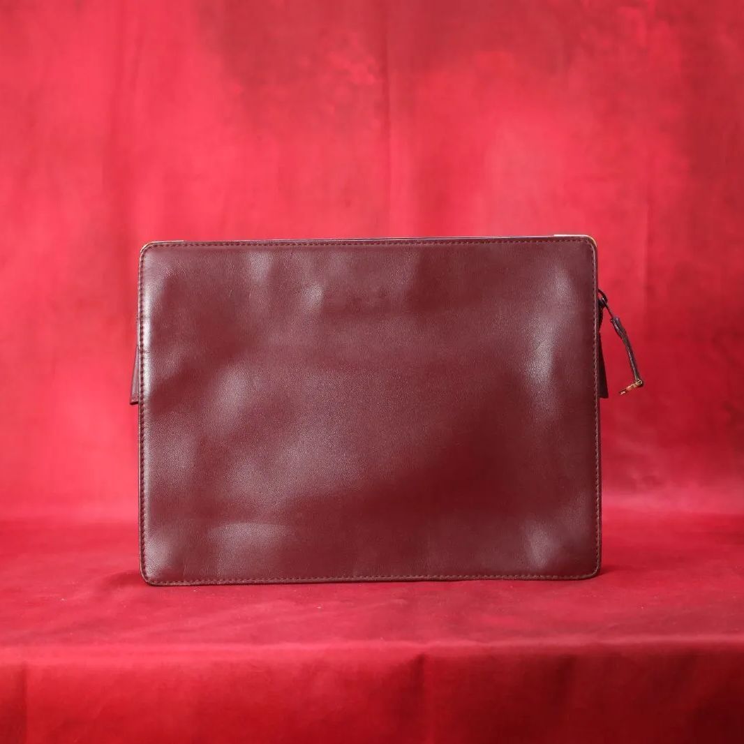 Cartier カルティエ クラッチバッグ ビンテージ ボルドー 無地 レザー