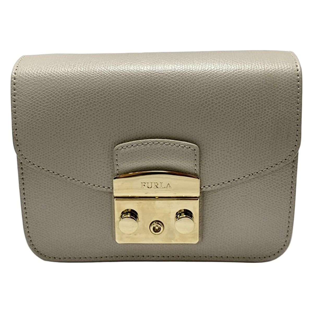 FURLA フルラ ショルダーバッグ メトロポリス グレーベージュ チェーンショルダー レザー