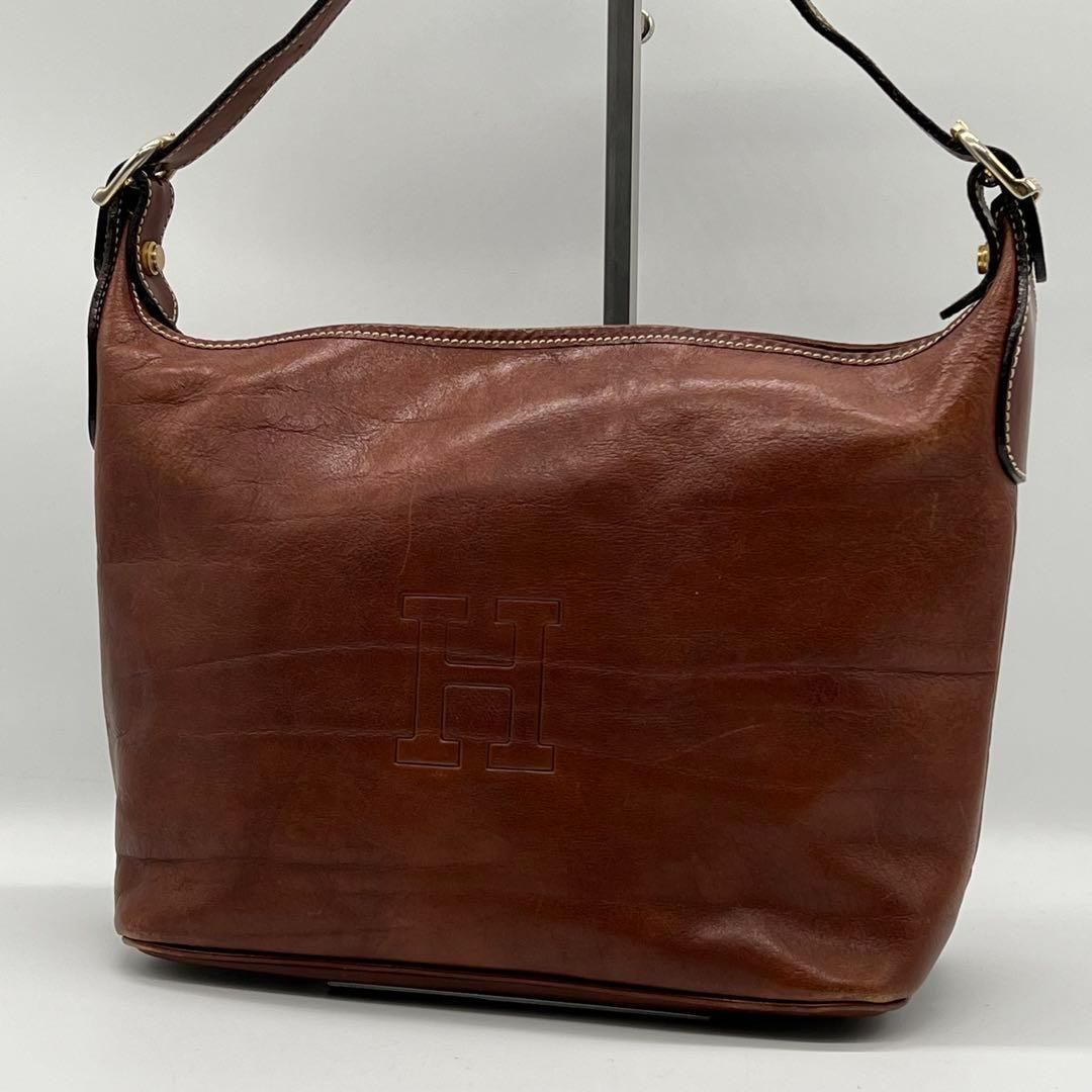 HIROFU ホーボー ブラウンレザーショルダーバッグ 美品】HIROFU