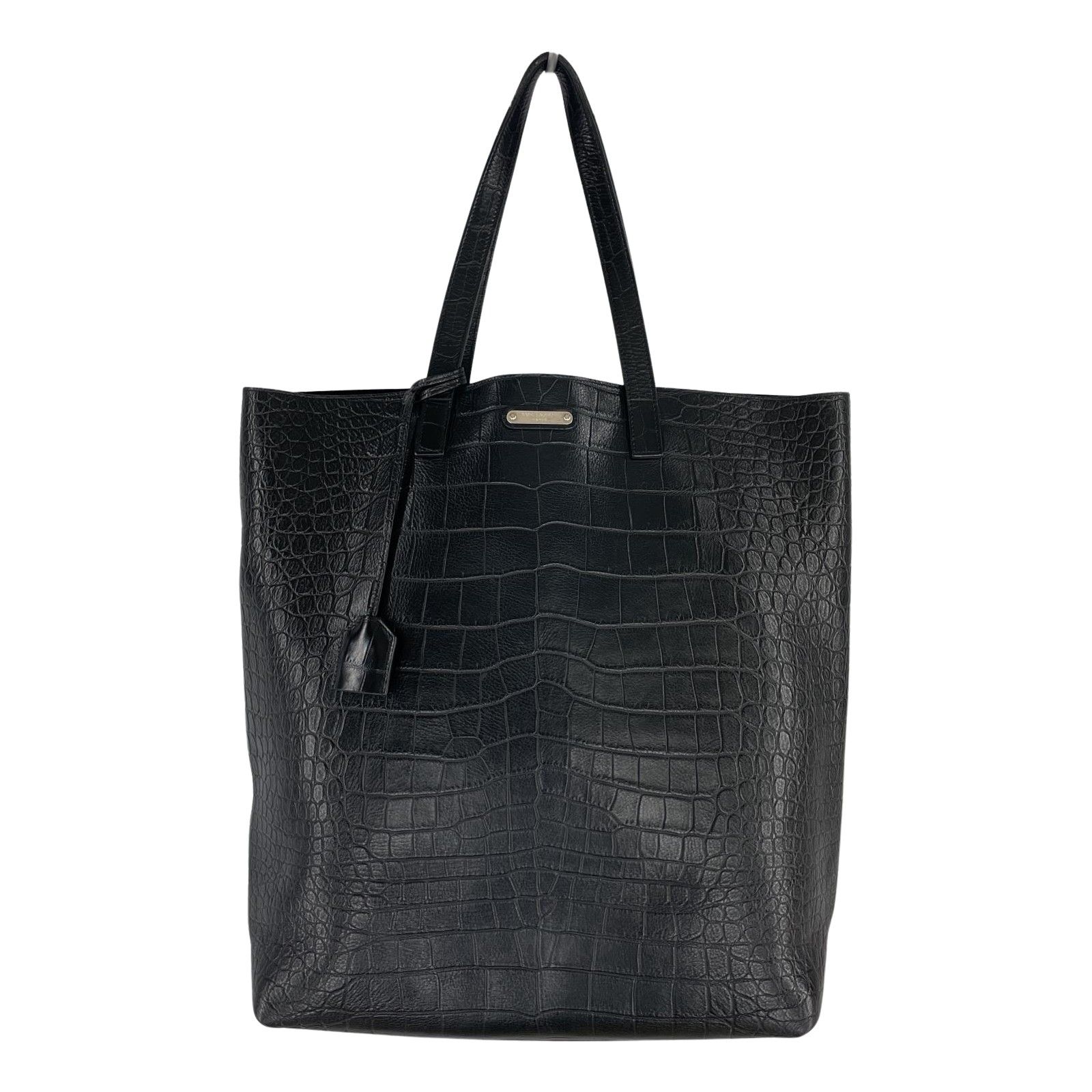 Saint Laurent トートバッグ クロコ型押し SAINT LAURENT サンローラン クロコ型押しトートバッグ/ブラック